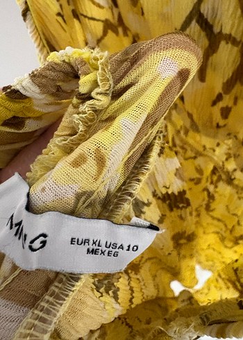 xl Beden Sarı Uzun Askılı Bohem Elbise