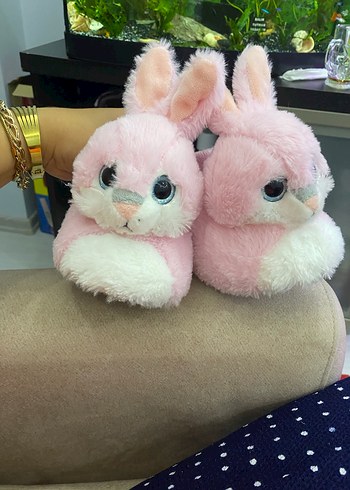 Kız Çocuk Pembe Peluş Ev Terliği - Görsel 3