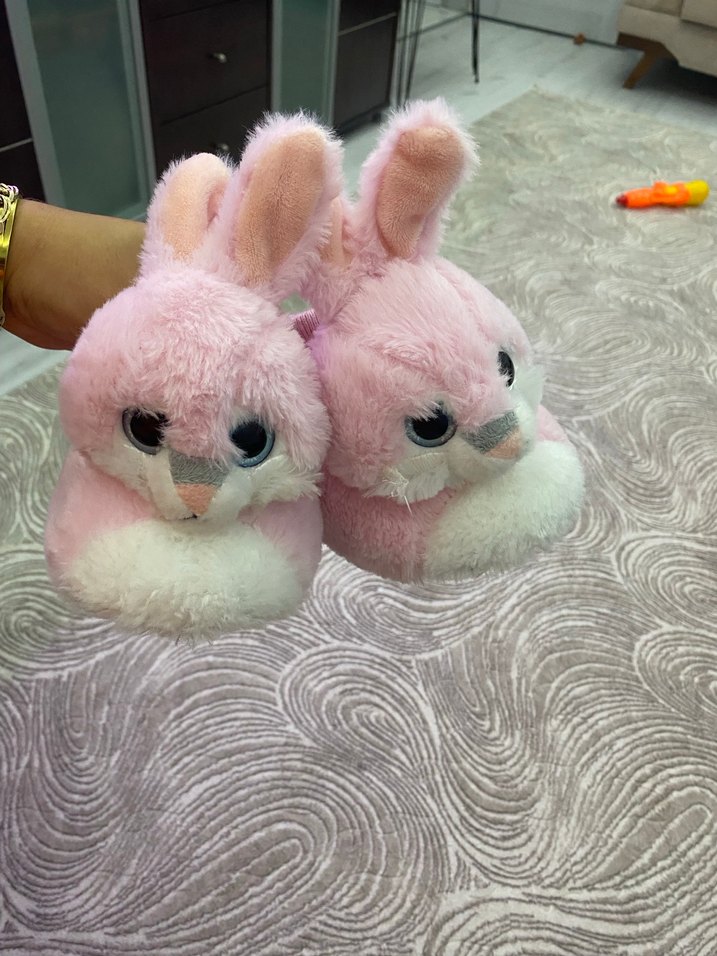 Kız Çocuk Pembe Peluş Ev Terliği - Görsel 2