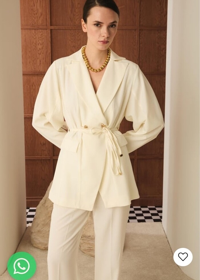 Ekru blazer takım - Görsel 2