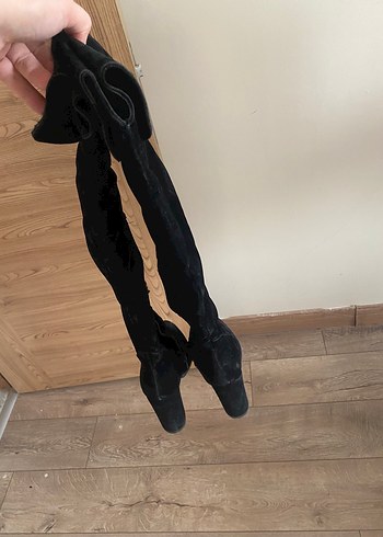 39 Beden siyah Renk Siyah Süet Dizüstü Stiletto Bot