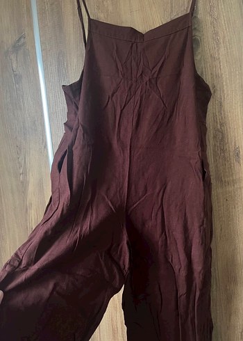 Kahverengi Askılı Kadın Midi Tulum - Görsel 2