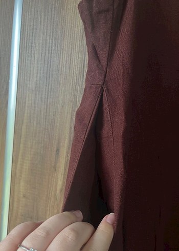 Kahverengi Askılı Kadın Midi Tulum - Görsel 3