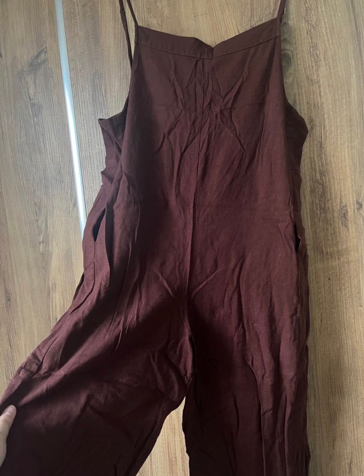 Kahverengi Askılı Kadın Midi Tulum - Görsel 2