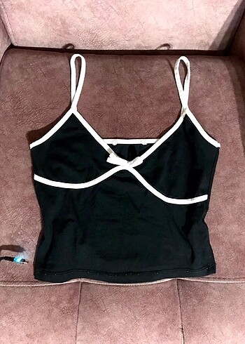 Koton Y2K Coquette Siyah Askılı Crop