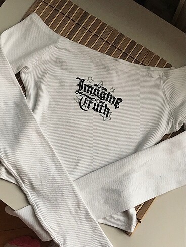 American Retro Y2K Beyaz Uzun Kollu Crop