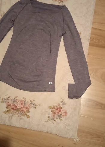 m Beden Gri Kadın Uzun Kollu İnce body