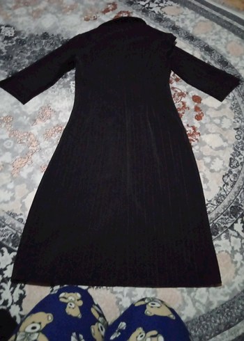 Düz Siyah Midi  Elbise - Görsel 6