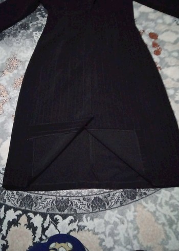 Düz Siyah Midi  Elbise - Görsel 5