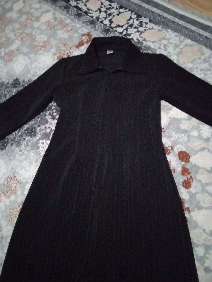 Düz Siyah Midi  Elbise - Görsel 3