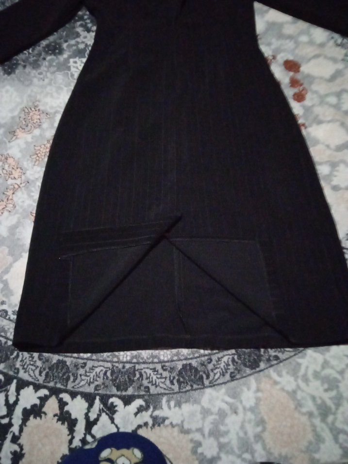 Düz Siyah Midi  Elbise - Görsel 5