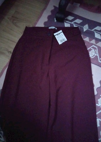 Bordo Midi Kadın Ofis Pantolonu - Görsel 3