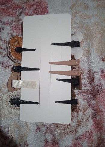 Bohem Dantel Detaylı Pastel Kahverengi Çocuk Toka Seti - Görsel 2