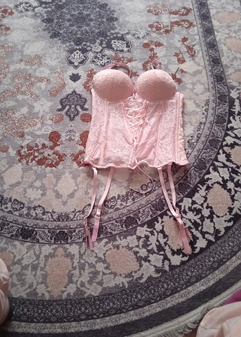 Pembe Midi Dantelli Gotik Sütyen - Görsel 4