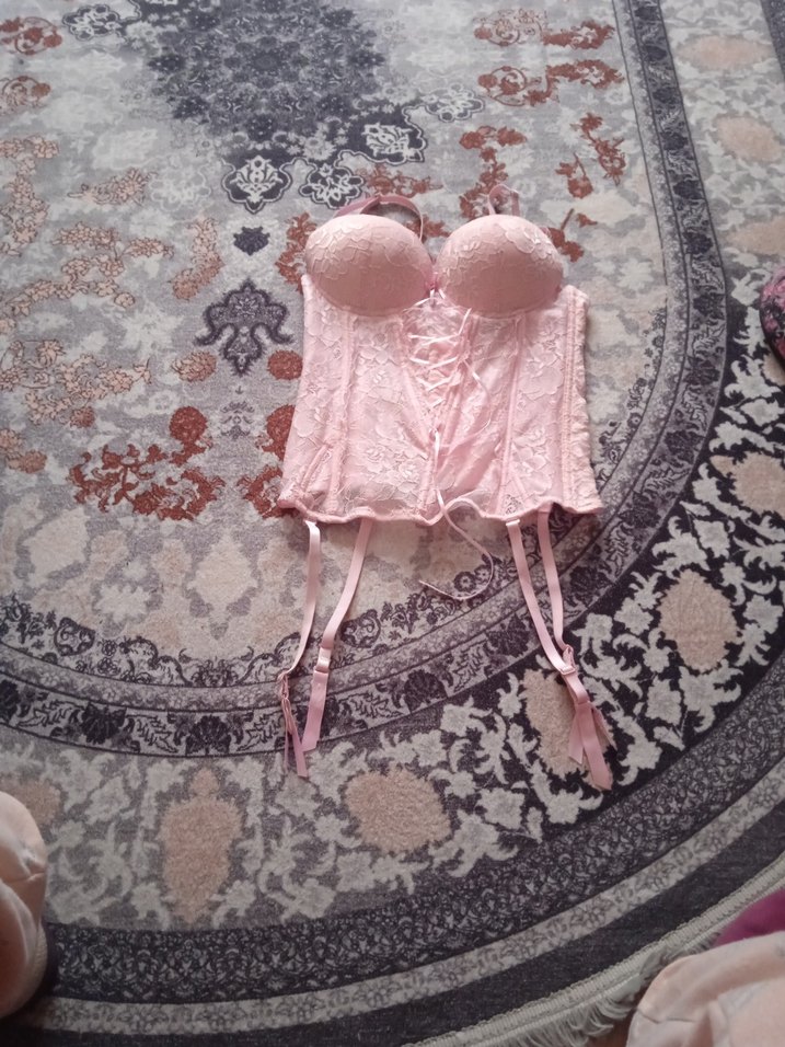 Pembe Midi Dantelli Gotik Sütyen - Görsel 4