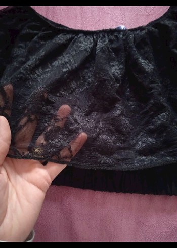 Siyah Dantel Detaylı Straplez Goth Büstiyer - Görsel 3