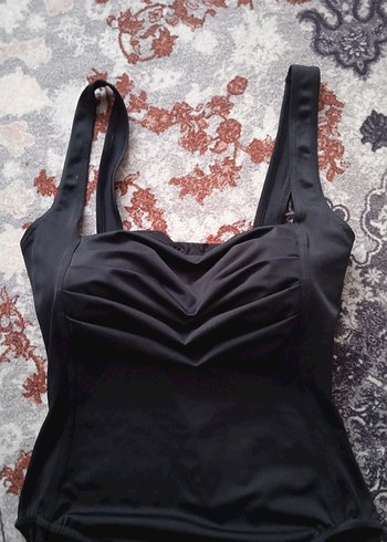 Suwen Siyah Strappy Midi Kadın Mayo