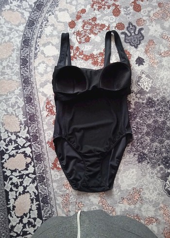 l Beden Siyah Strappy Midi Kadın Mayo