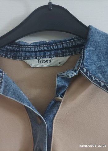 Diğer Bej Denim Detaylı Uzun Kollu Kadın sweat