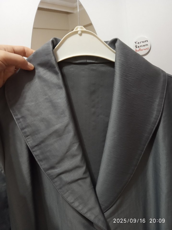 Gri Uzun Kadın ceket - Görsel 3