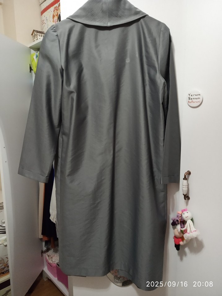 Gri Uzun Kadın ceket - Görsel 2