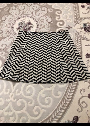 Zebra Desenli Pilili Mini Etek