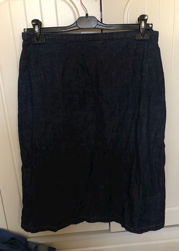 Lacivert Midi Denim Etek