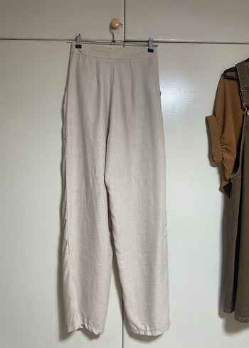 Kadın Bej Keten Rahat Pantolon - Görsel 2