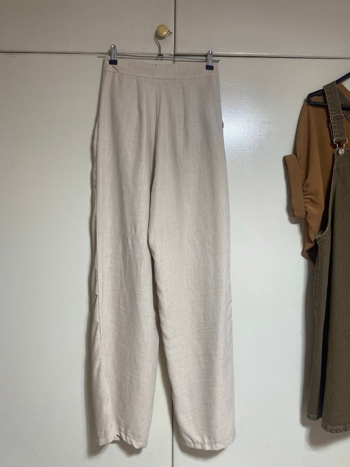 Kadın Bej Keten Rahat Pantolon - Görsel 2