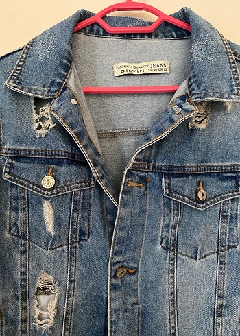 Dilvin Düğmeli Mavi Kadın Denim Ceket