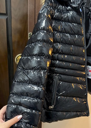 MONCLER S BEDEB Siyah Kürk Detaylı Kadın Kışlık Mont - Görsel 5