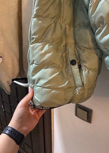 Düğmeli Yeşil ÇOCUK Kışlık Mont - Görsel 7