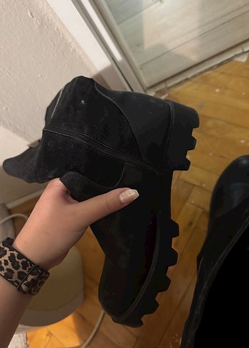 Siyah Süet butigo Diz Kadın Çizme - Görsel 5