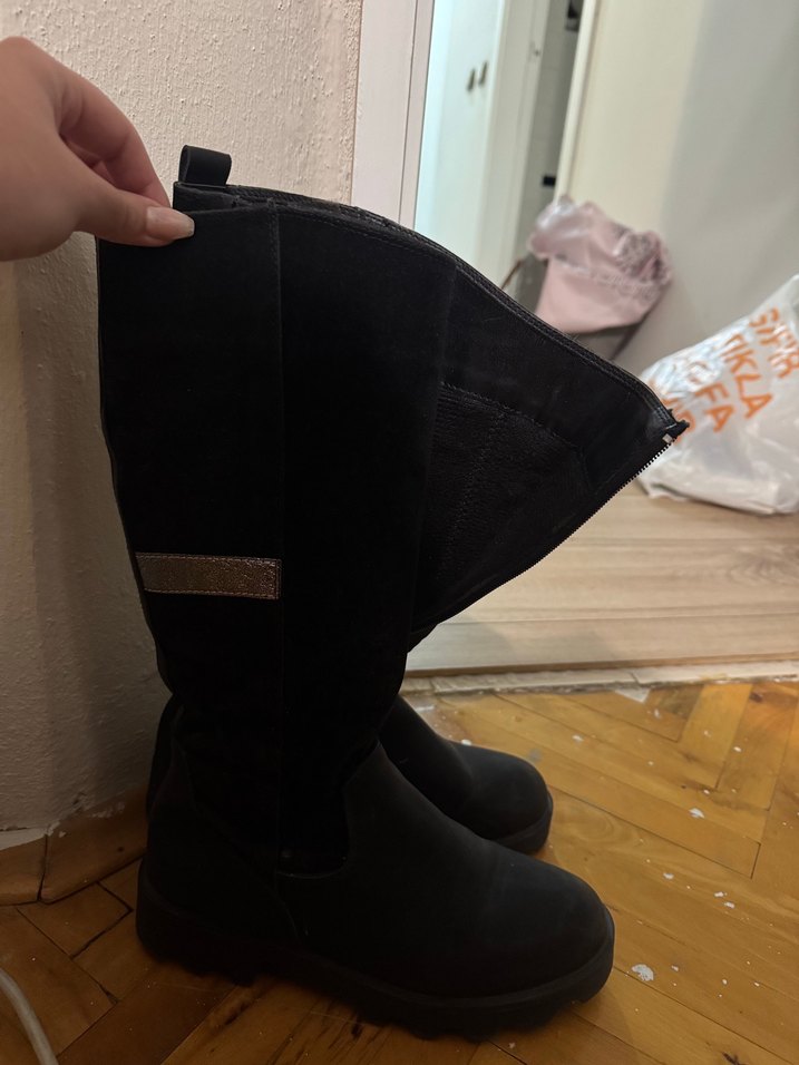 Siyah Süet butigo Diz Kadın Çizme - Görsel 2