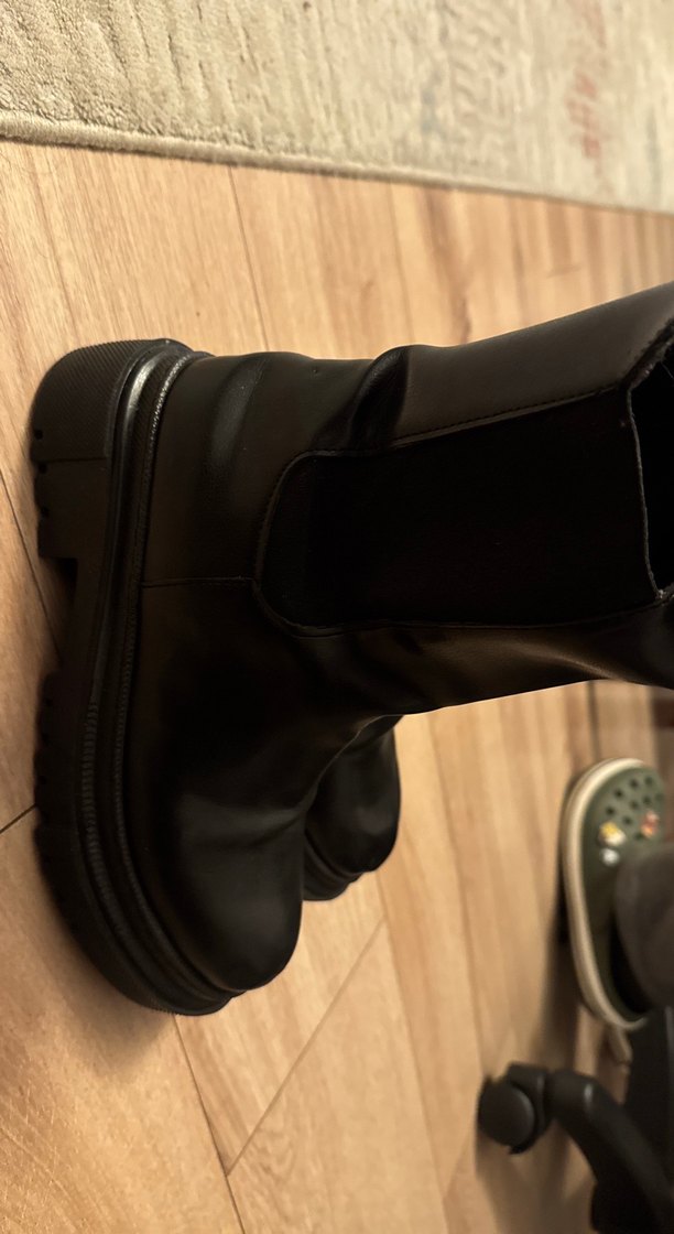 Kadın Siyah Deri Platform Topuklu Bot - Görsel 2