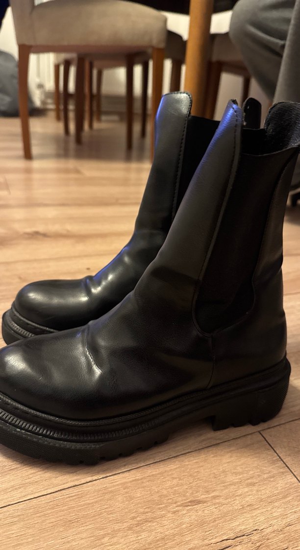 Kadın Siyah Deri Platform Topuklu Bot - Görsel 4