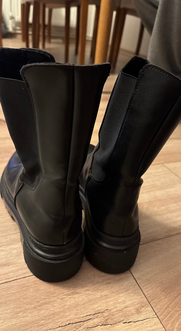 Kadın Siyah Deri Platform Topuklu Bot - Görsel 3