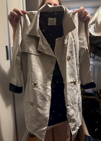 Pamuklu Midi krem Trençkot - Görsel 2