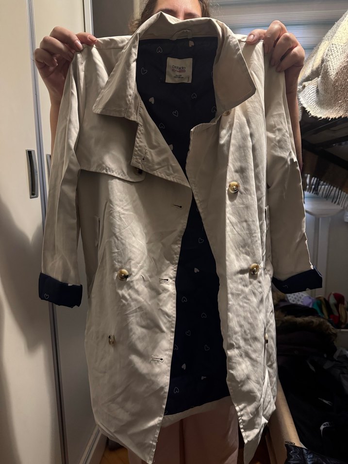 Pamuklu Midi krem Trençkot - Görsel 2