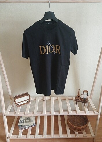 Dior Erkek Siyah Tişört Premium Nakış Lisanslı Tshirt