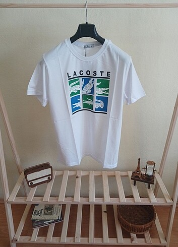 Lacoste Erkek Beyaz T-Shirt Lacoste Premium Nakışlı Tişört 