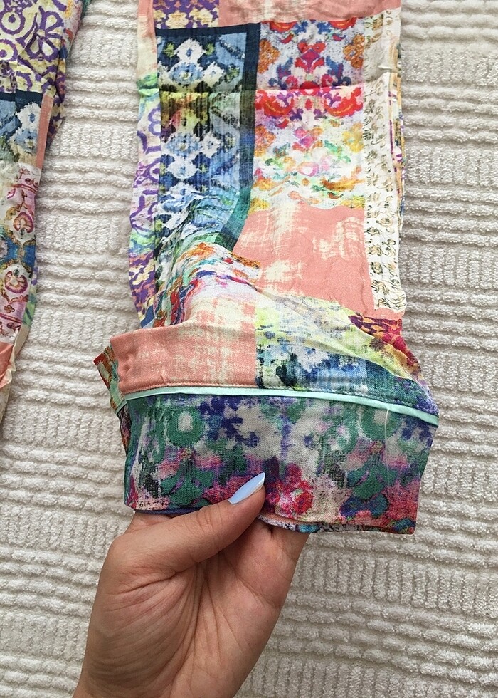 Bayan Poplin Pijama Takımı Kısa Kol M Beden - Görsel 5