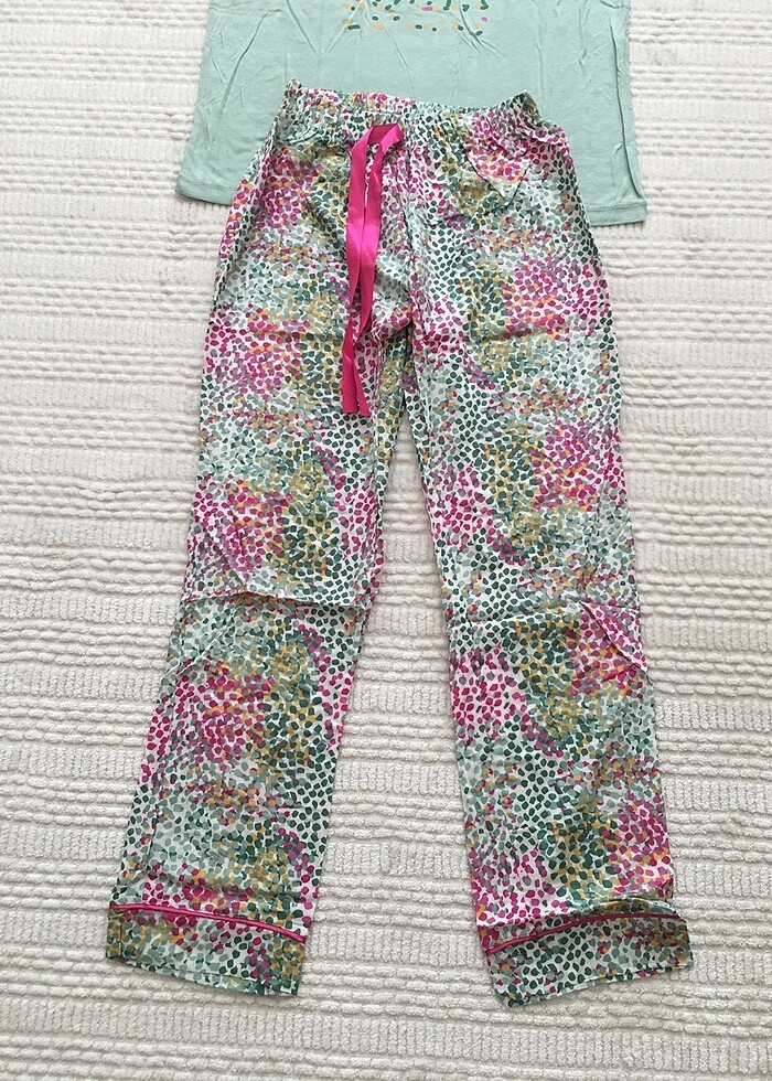 Bayan Poplin Pijama Takımı Kısa Kol M Beden - Görsel 4