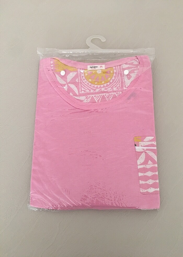 Bayan Poplin Pijama Takımı Kısa Kol M Beden - Görsel 2