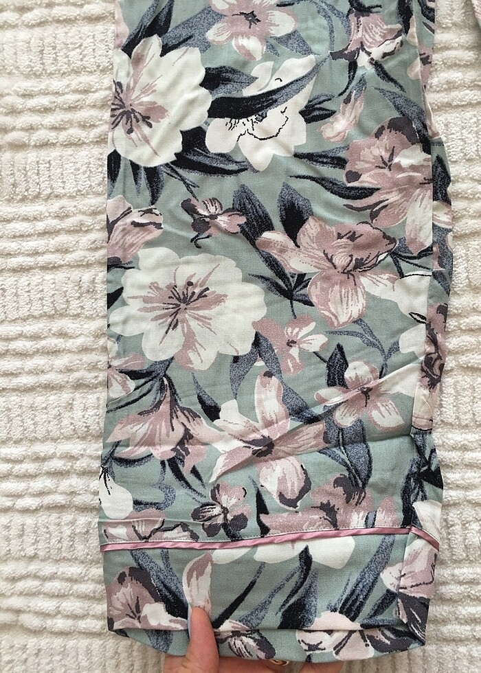 Bayan Poplin Pijama Takımı Kısa Kol M Beden - Görsel 5