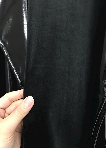 Siyah Rugan Deri Trençkot Kadın - Görsel 9