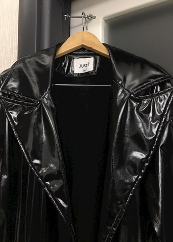 Siyah Rugan Deri Trençkot Kadın - Görsel 3