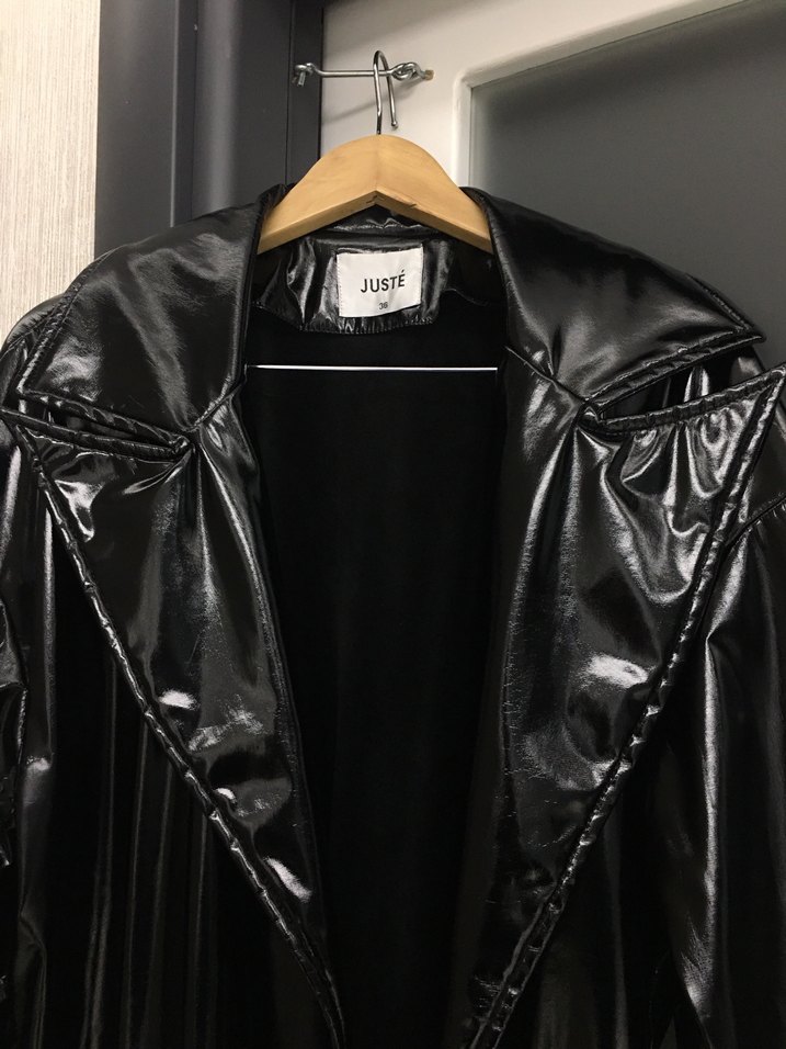 Siyah Rugan Deri Trençkot Kadın - Görsel 3