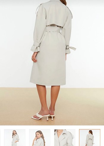 Bej Uzun Kadın Trençkot 36 Beden - Görsel 5