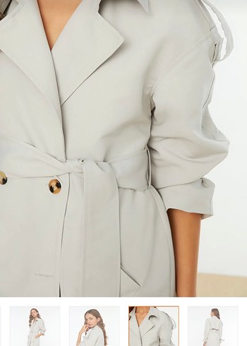 Bej Uzun Kadın Trençkot 36 Beden - Görsel 4